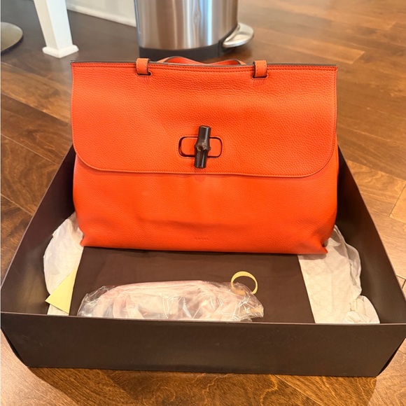 Gucci Handbags - Gucci Vibrant Orange Satchel